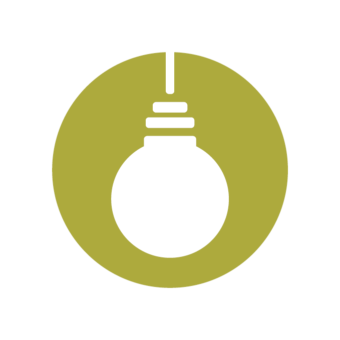 Das Einfallsreich Grafikdesign. Grünes Icon mit einer Glühbirne